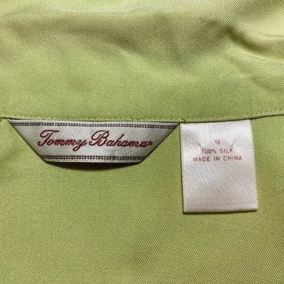 Lime Green Silk TOMMY BAHAMA Sleeveless Shirt Sz 10 EUC! - Picture 7 of 10